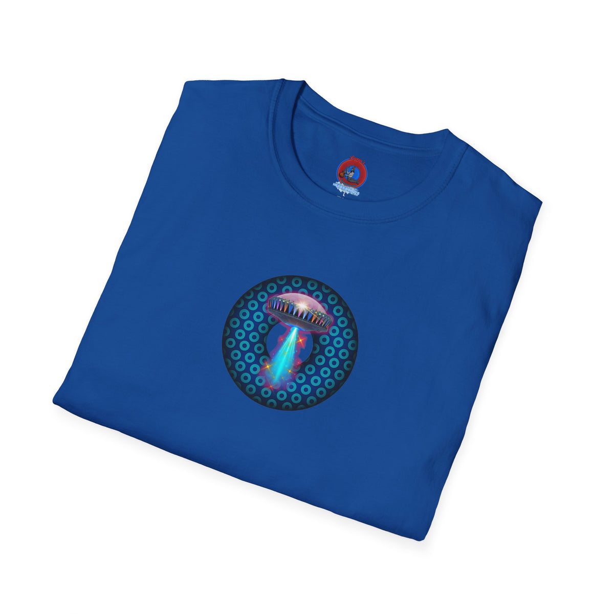 Classic Donut Tee - Unisex Soft-Style - "Donuts now Served on the Mothership" - series 1.0  - variant 3  - blue/light blue donut
