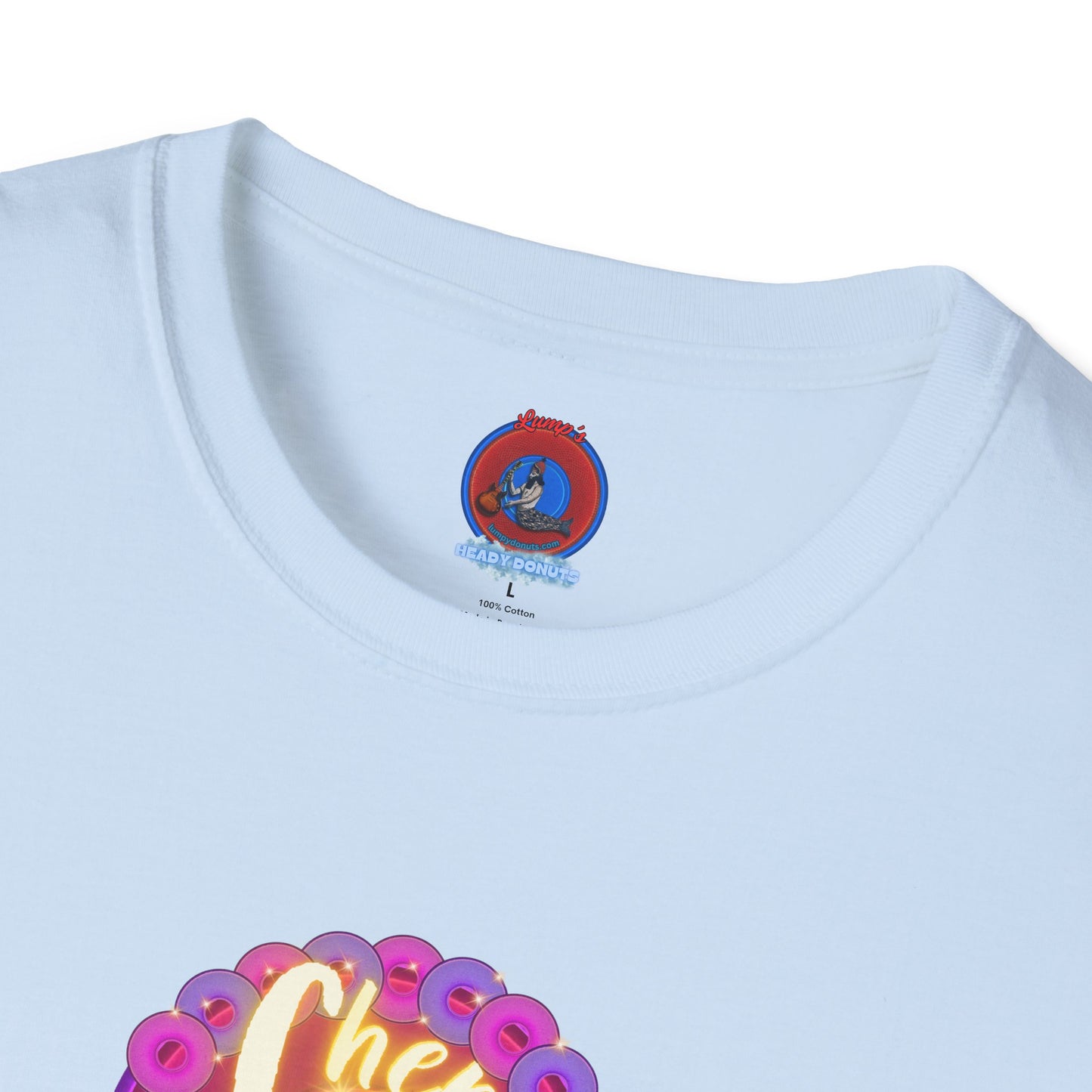 Classic Donut Tee - Unisex Soft-Style - "Chering is Caring Donut' - vivid magenta/purple donut