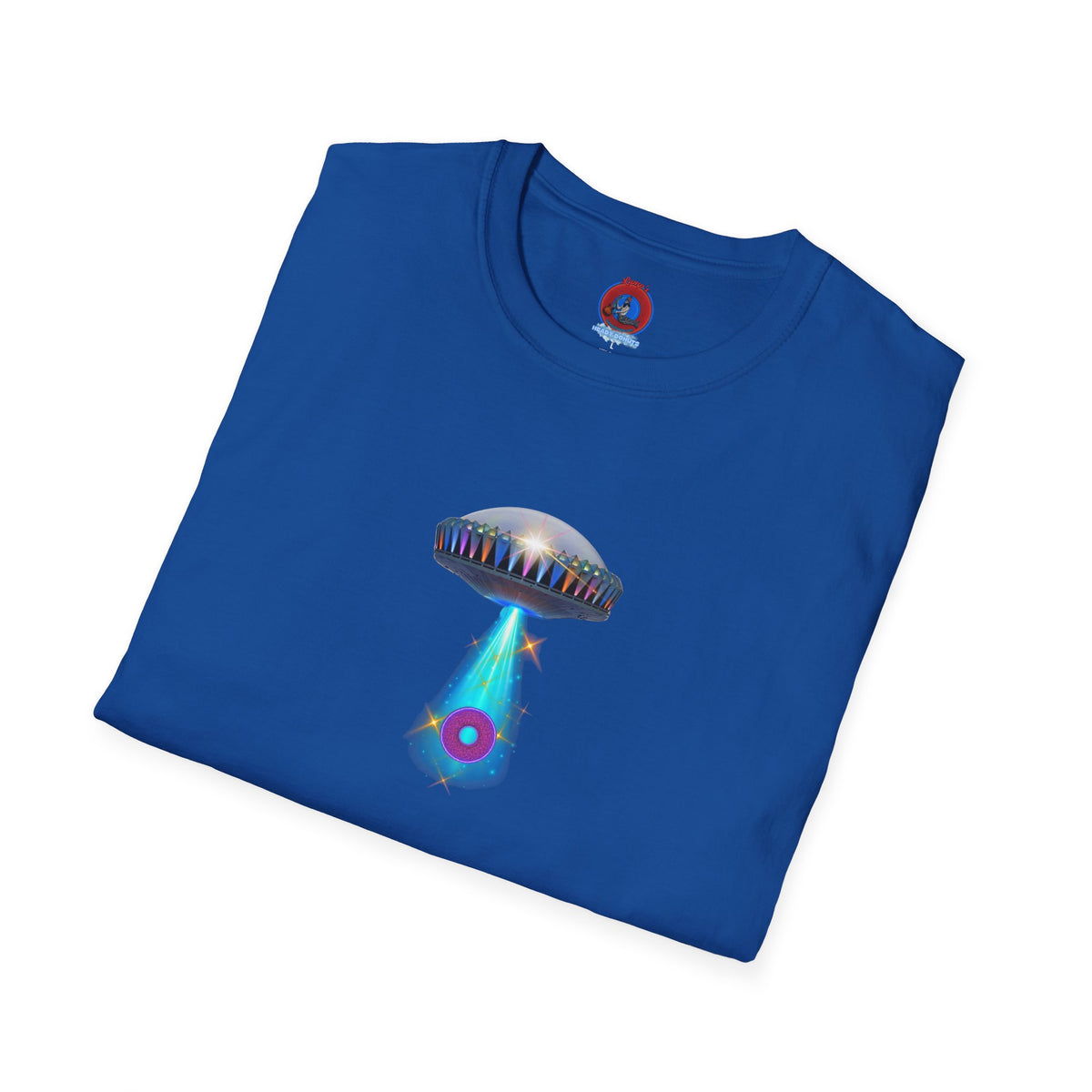Classic Donut Tee - Unisex Soft-Style - "Donuts now Served on the Mothership" - series 1.0  - variant 6  - tractor-beamed donut