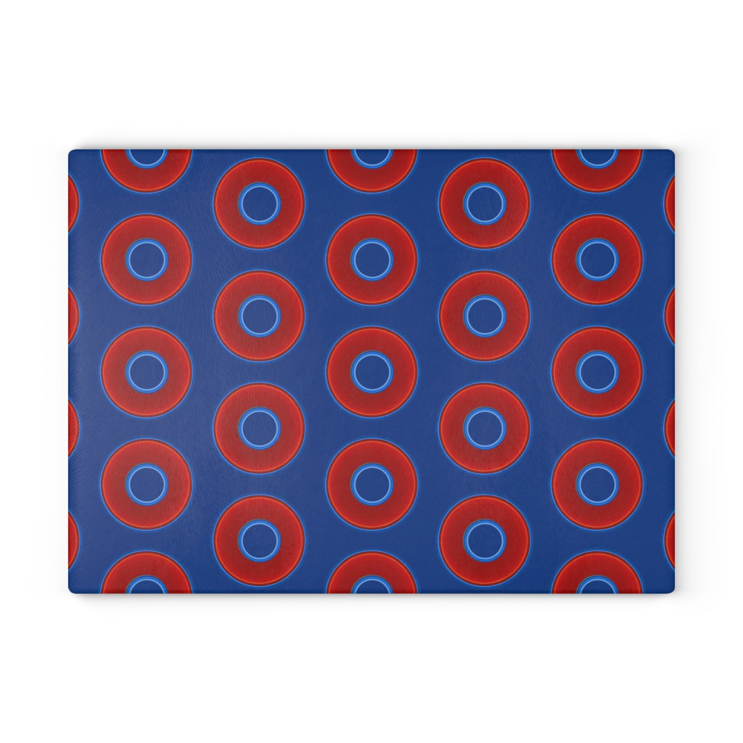My Friend's Cutting Board - vivid red donuts w/dark blue background
