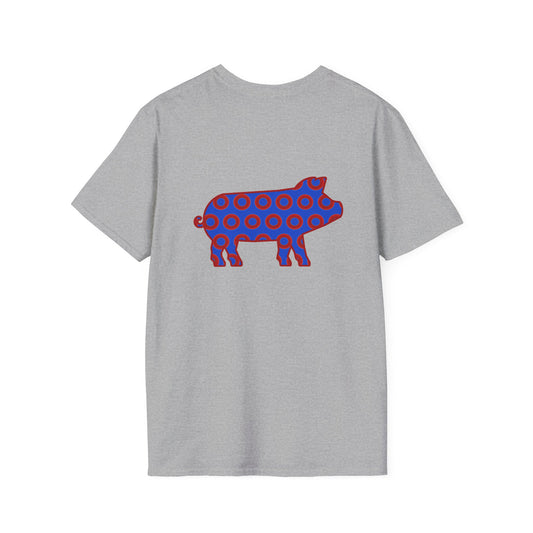 Classic Donut Tee - Unisex Soft-Style - "Guyute's Ugly Donut" - vivid red/blue donut pattern - variant 3