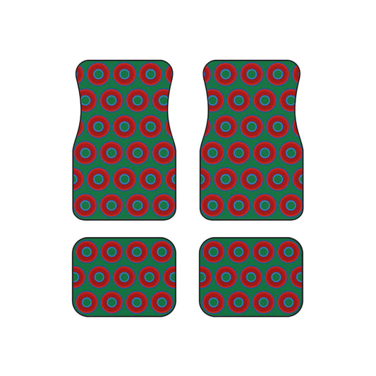 Contacted Car Mats - vivid donut print w/green background