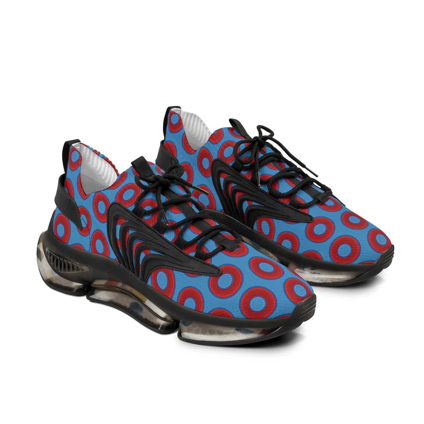 Donut Kicks - red vivid donut print w/light steel blue background