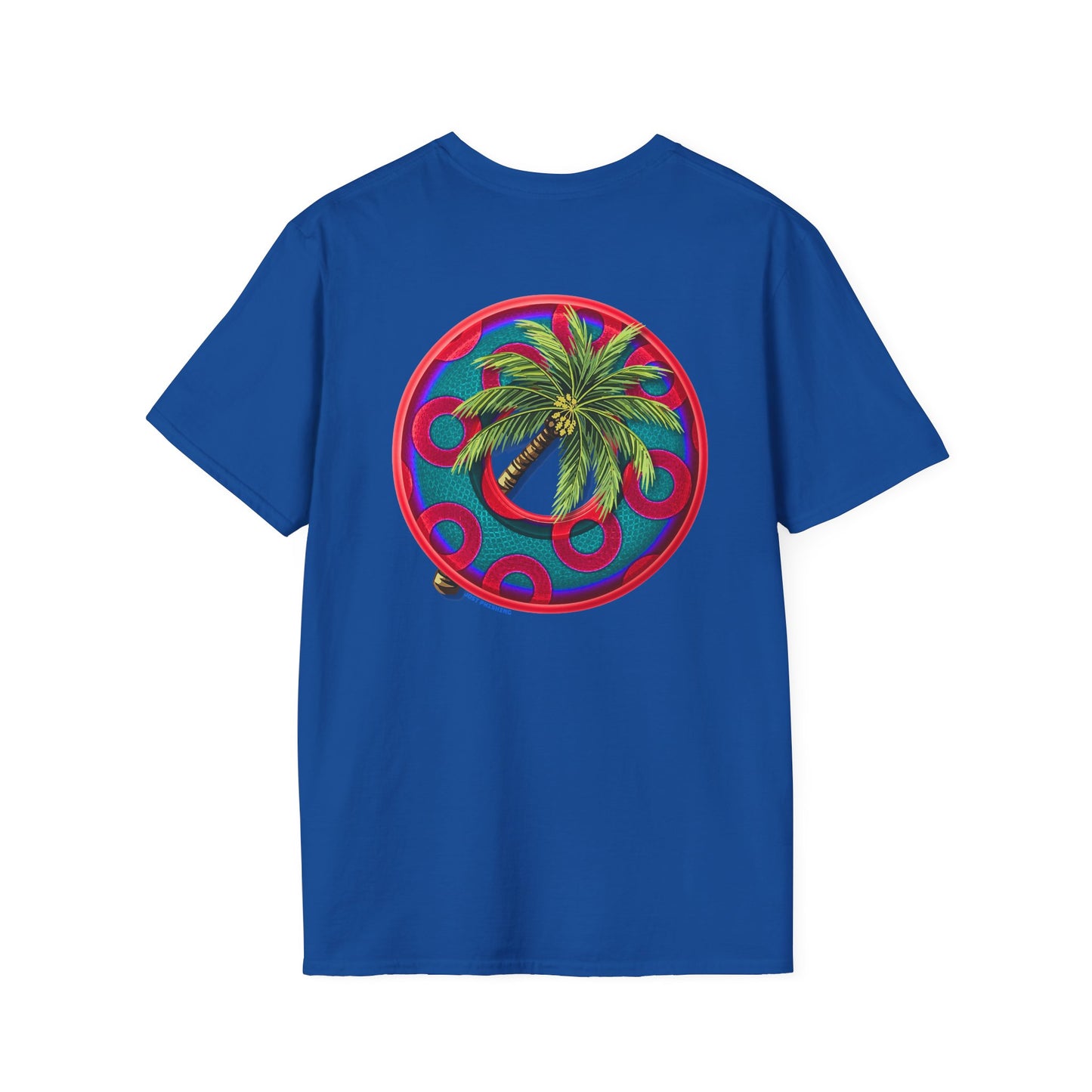 Classic Donut Tee - Unisex Soft-Style - "Jost Phishing" -blue/red rustic paradox donut
