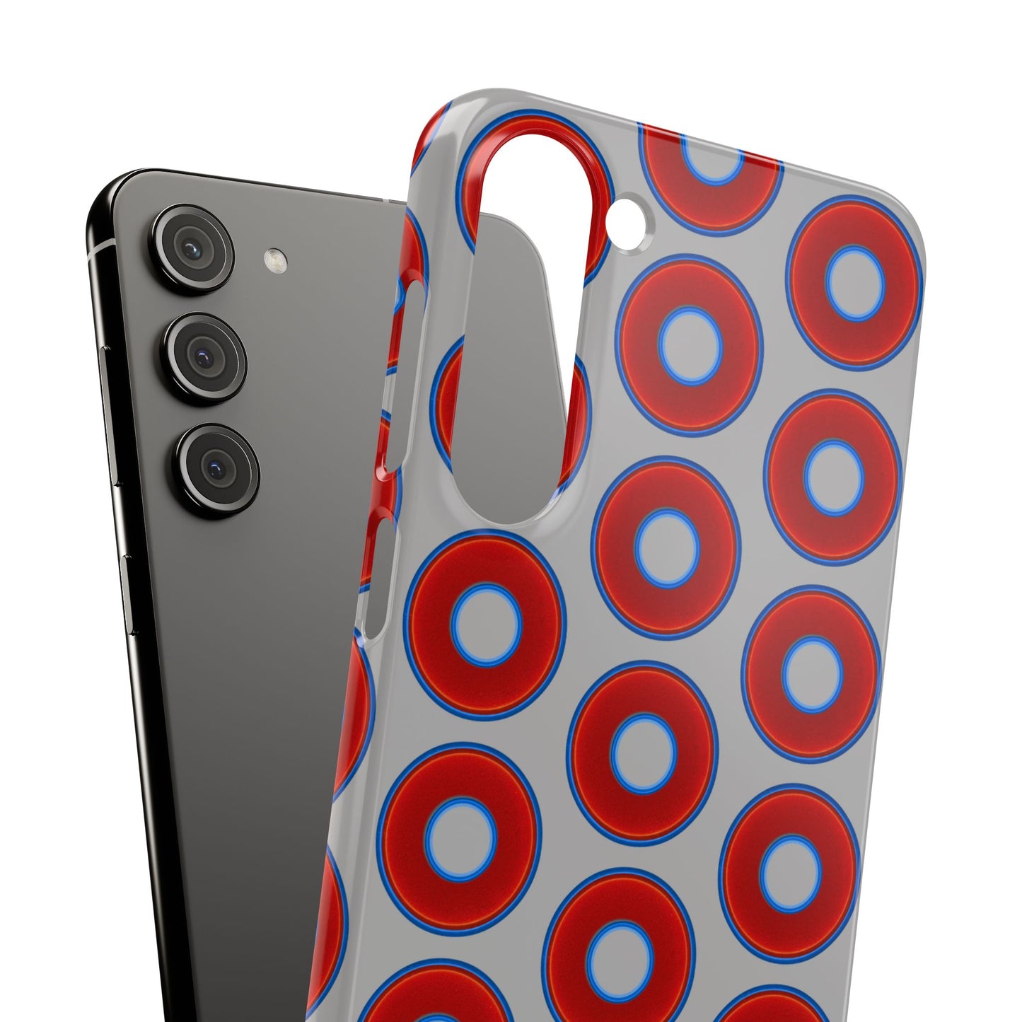 Lumpy Donut Snap Case - red vivid donut print w/light gray background