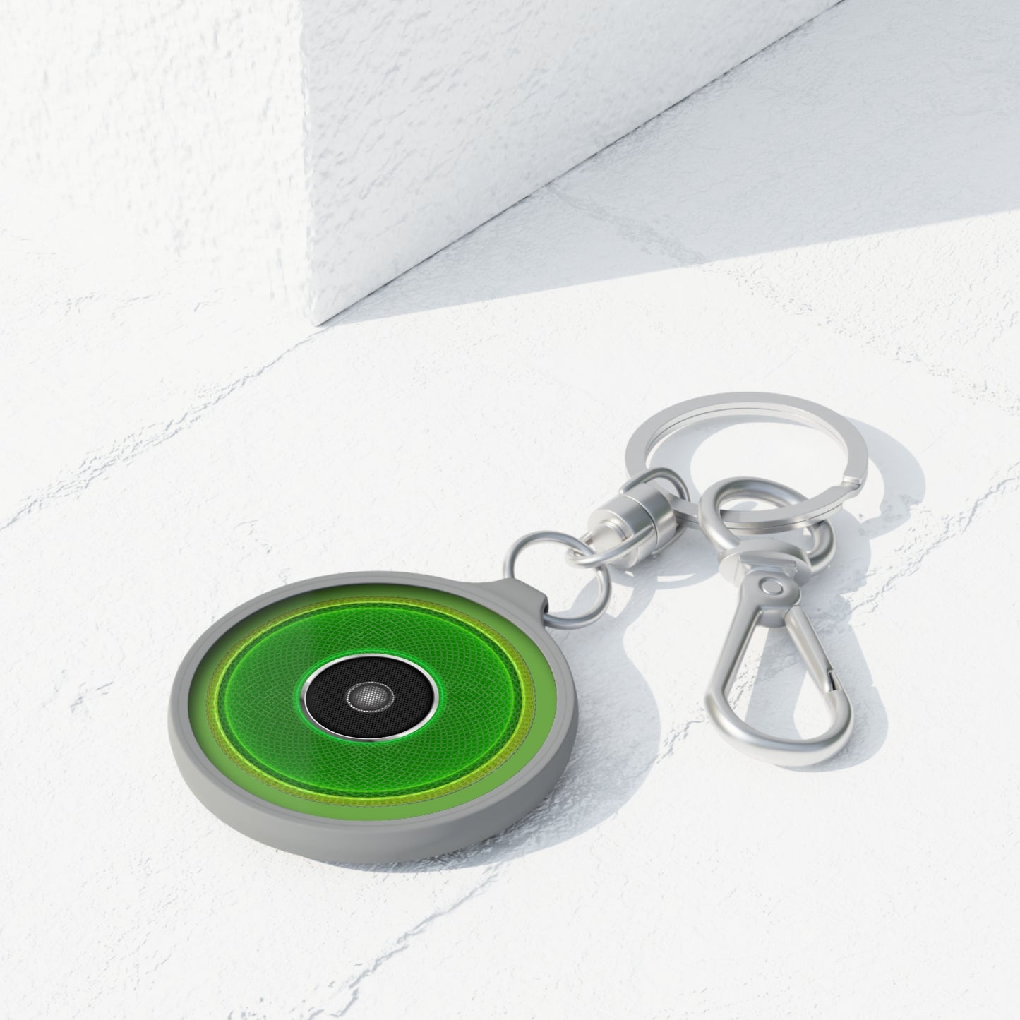 Lumpy Donut Keychain - "Green Rustic Speaker Donut"" - series 1.0 - green rustic donut w/speaker