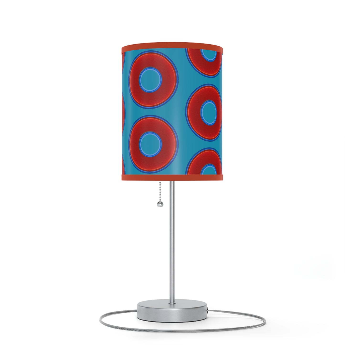 Lumpy Accent Lamps - red vivid donuts w/aquamarine blue background