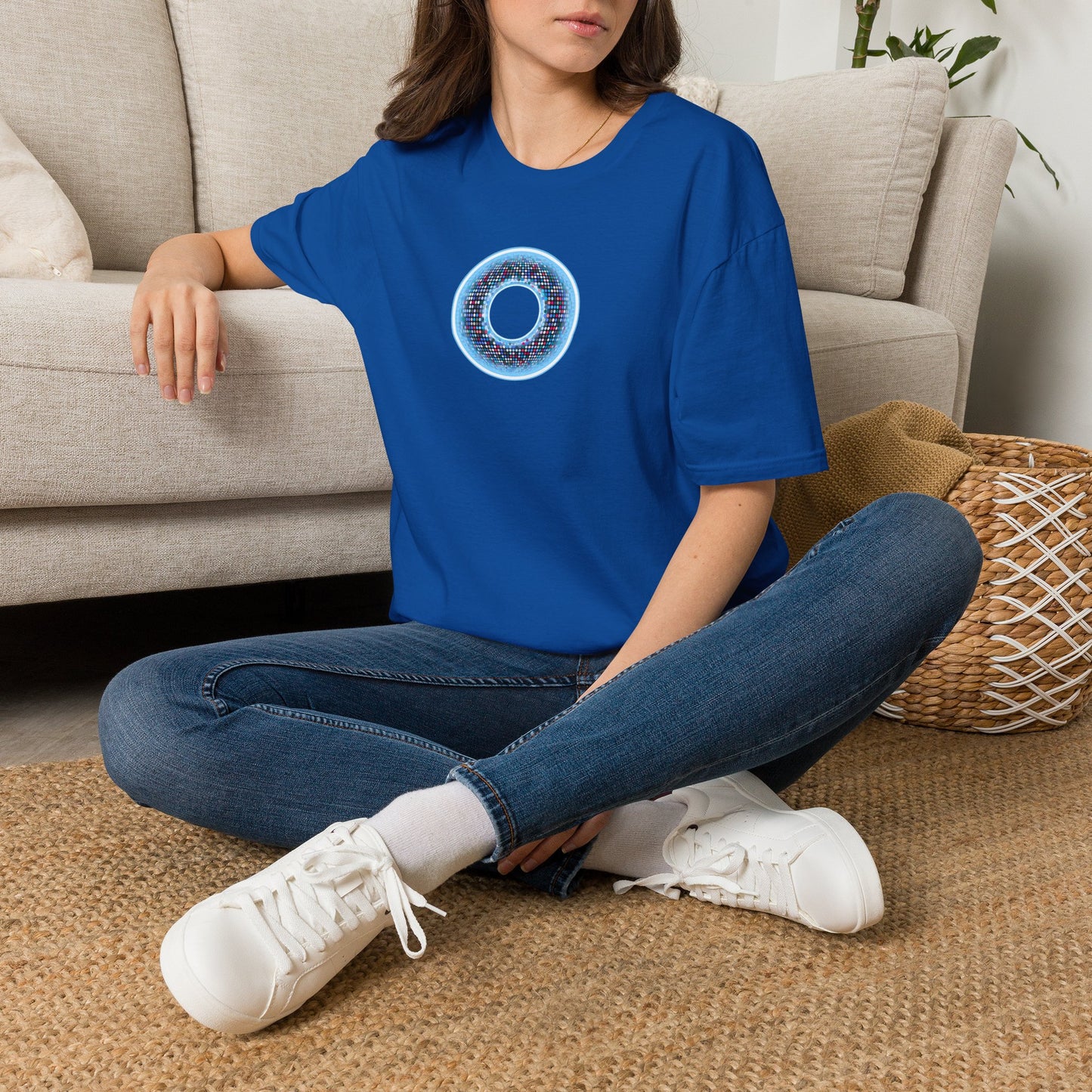 Classic Donut Tee - Unisex Soft-Style - "Microdot Donut" - light blue pixilated donut