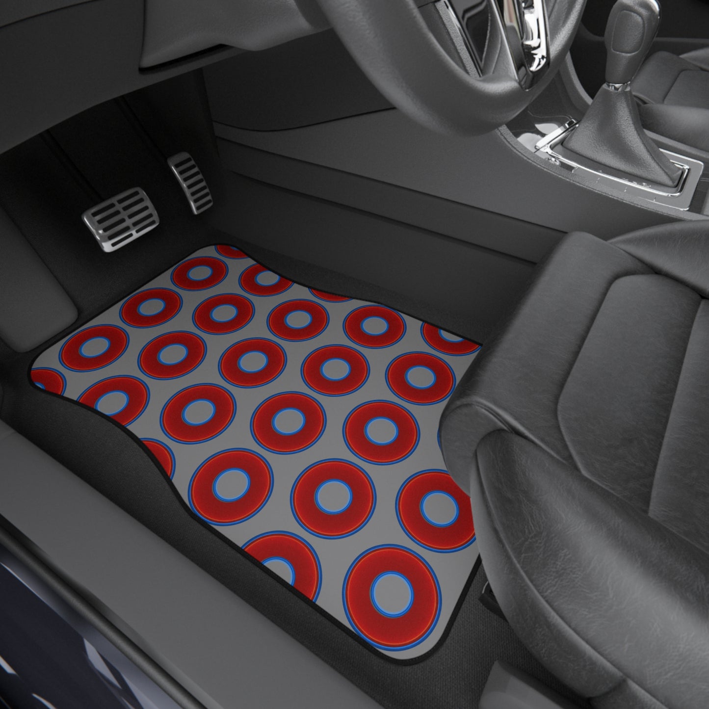 Contacted Car Mats - vivid donut print w/gray background