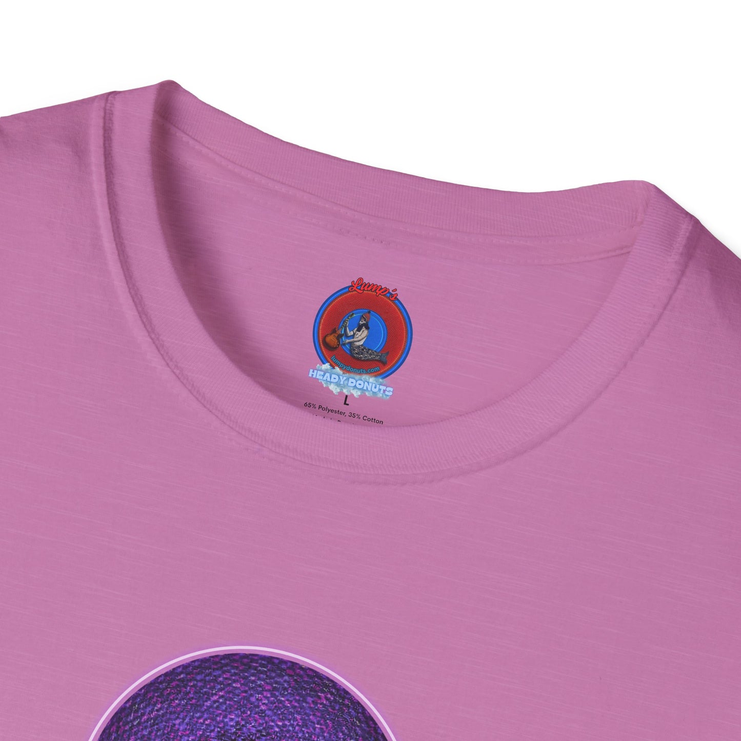 Classic Donut Tee - Unisex Soft-Style - "Plain Pixilated Donut' - purple/light purple pixilated afterglow donut
