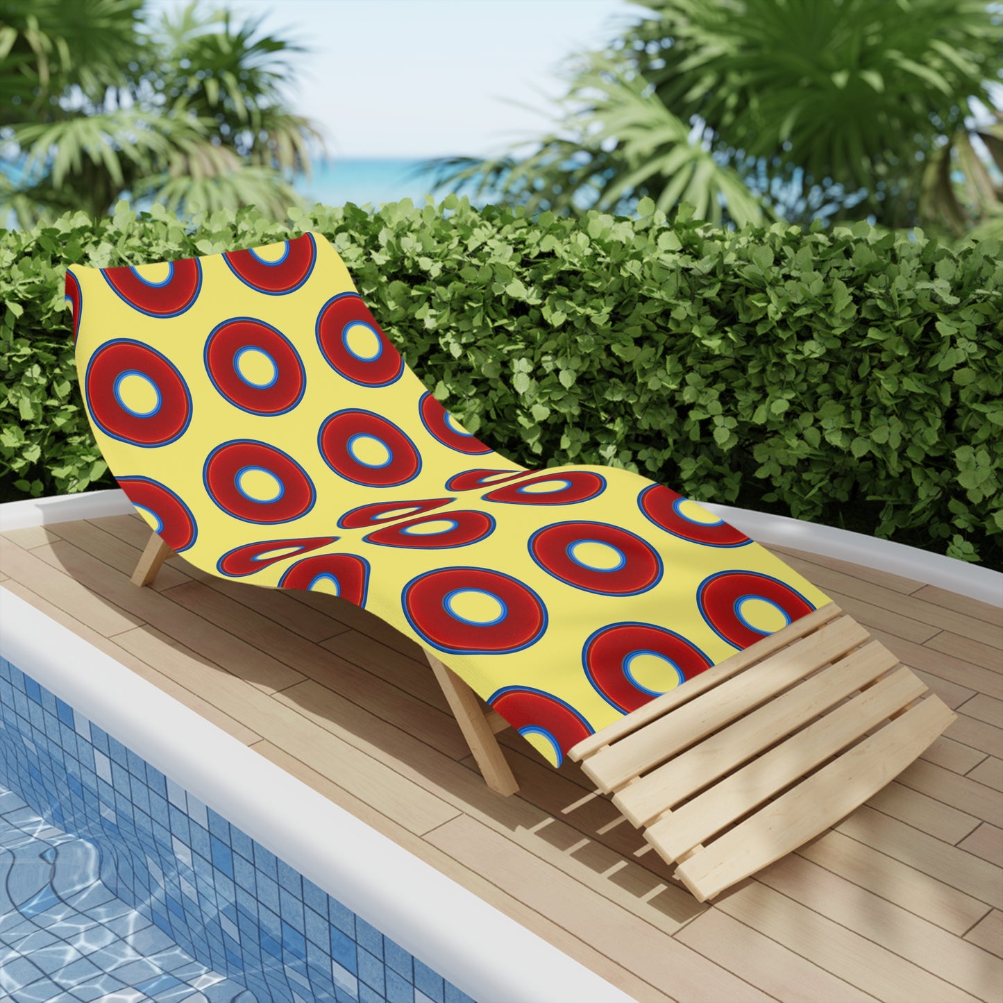 Lumpy Donut Towels - vivid red donuts w/yellow background