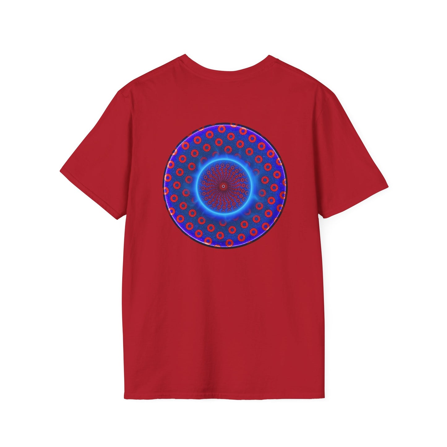 Classic Donut Tee - Unisex Soft-Style - "Donut Vortex" - blue/red electric paradox donut