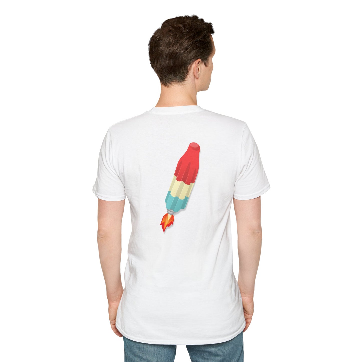Classic Donut Tee - Unisex Soft-Style - "Blow this Popsicle Stand" - red/blue/cream - bomb pop