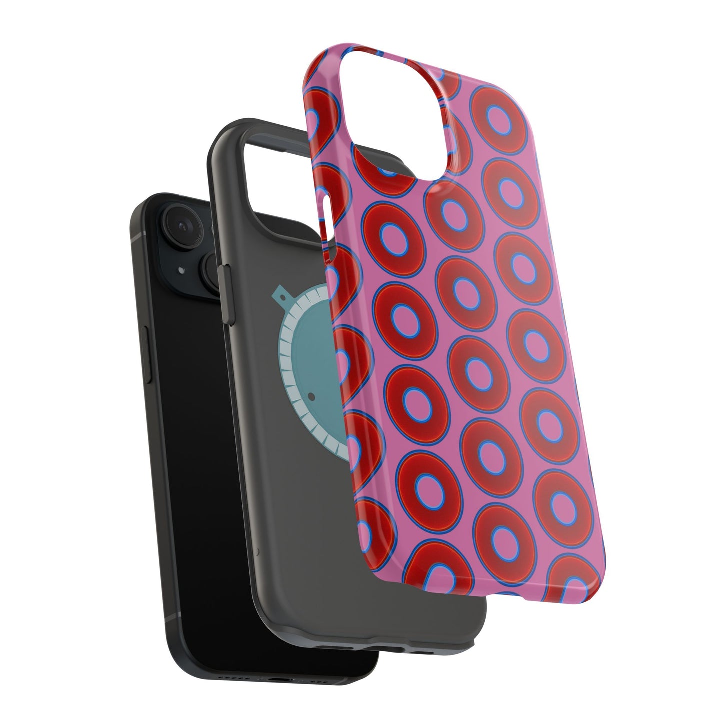 Magnetic Tough Donut Case - red vivid donut print w/pink background