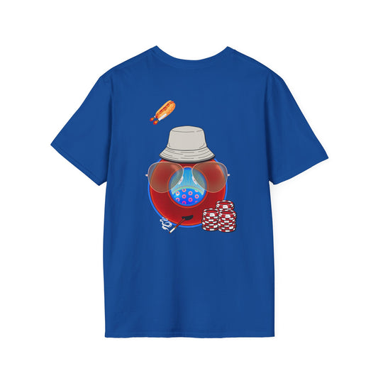 Classic Donut Tee - Unisex Soft-Style - "Gonzo Donut - Fear & Loathing in Gamehendge" -  vivid red donut w/raw dogger - variant 6