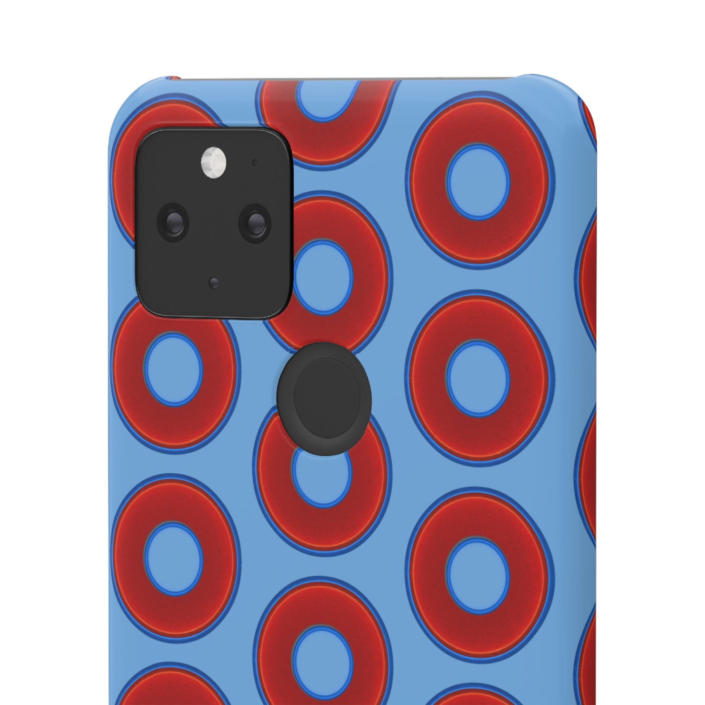 Lumpy Donut Snap Case - red vivid donut print w/light blue background