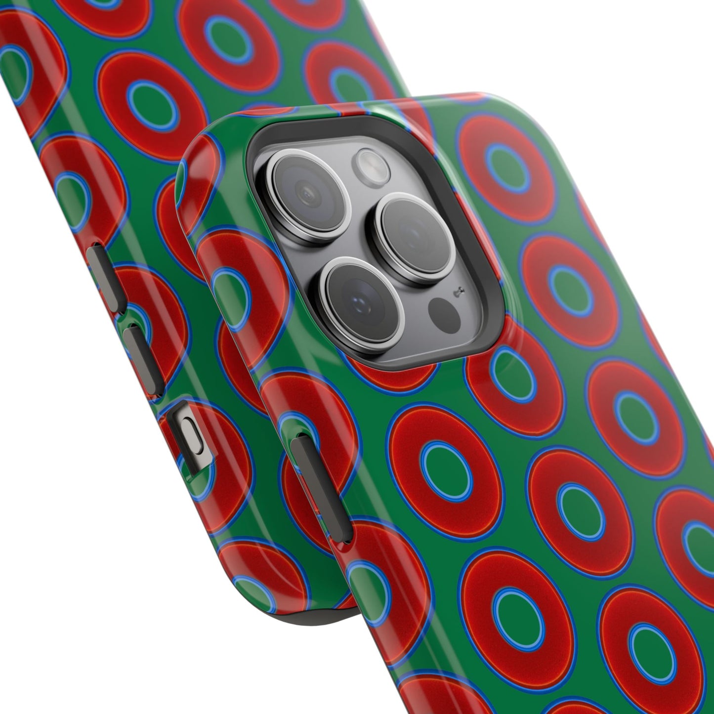 Magnetic Tough Donut Case - red vivid donut print w/green background