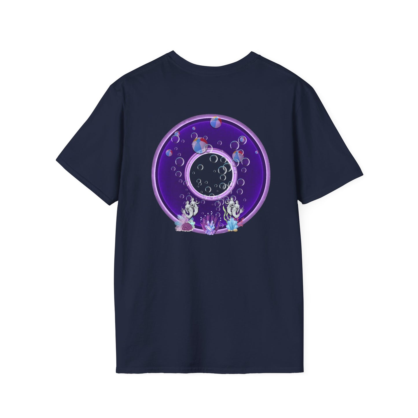 Classic Donut Tee - Unisex Soft-Style - "Sure That Sirens Made This Donut For Me" - vivid dark purple/light purple donut