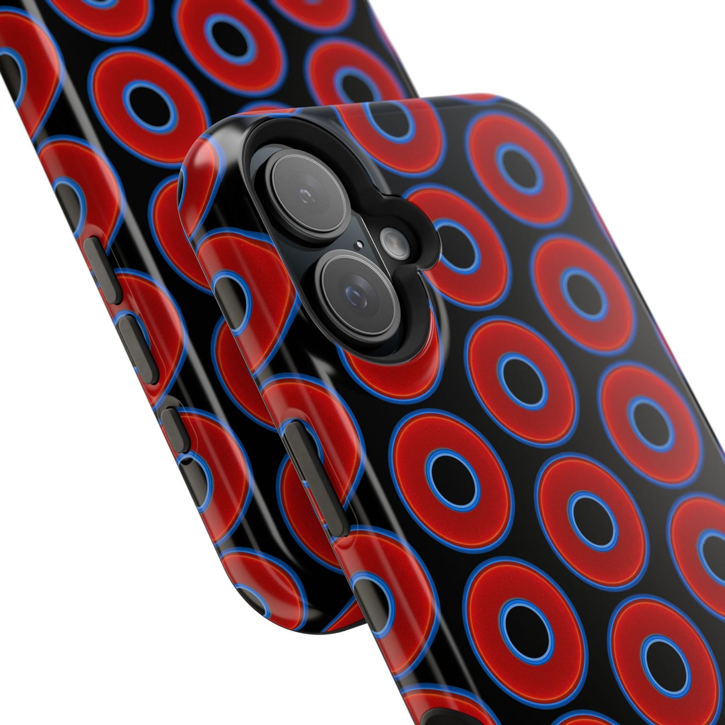 Magnetic Tough Donut Case - red vivid donut print w/black background
