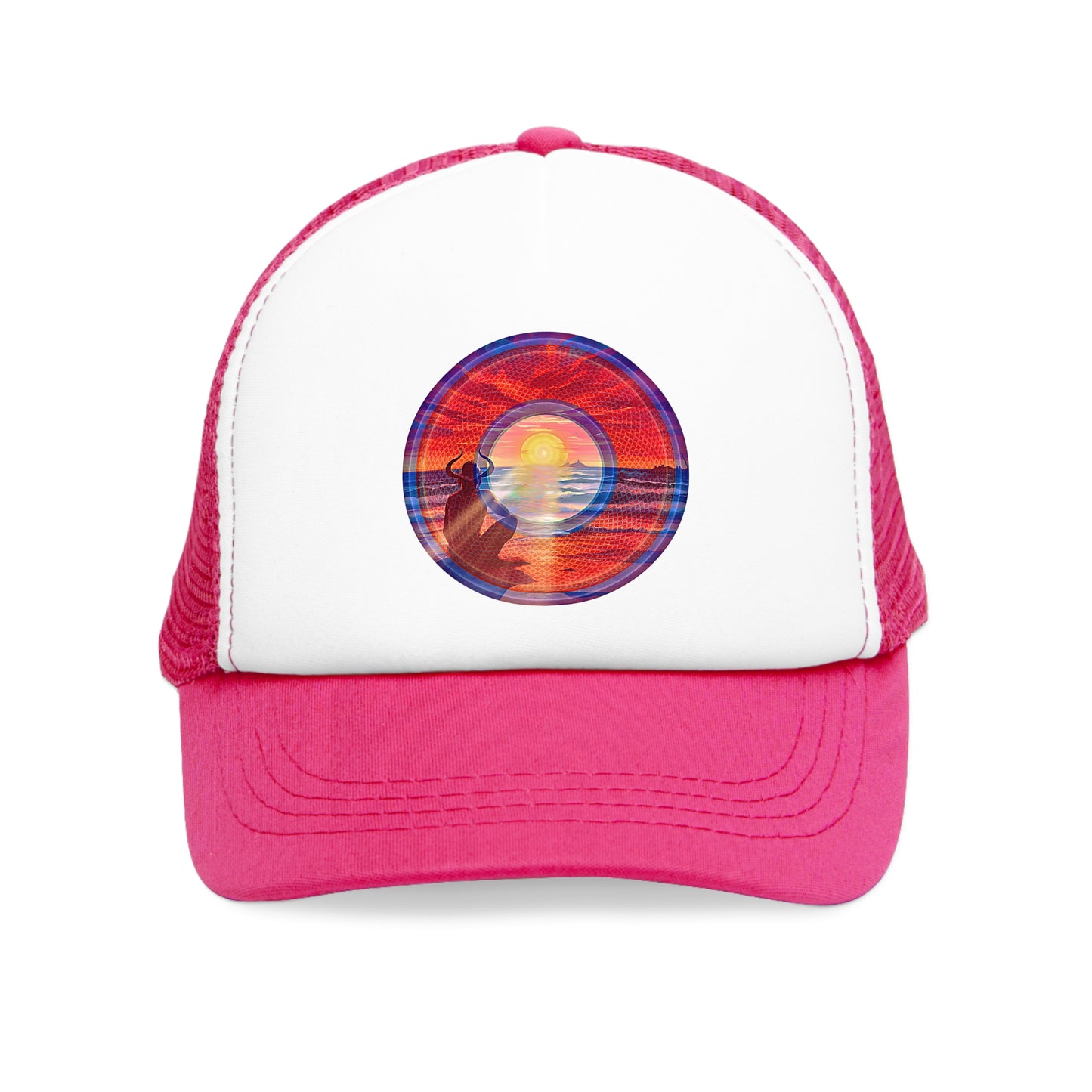 Lumpy Trucker Hat - "The Squirming Donut" - red donut
