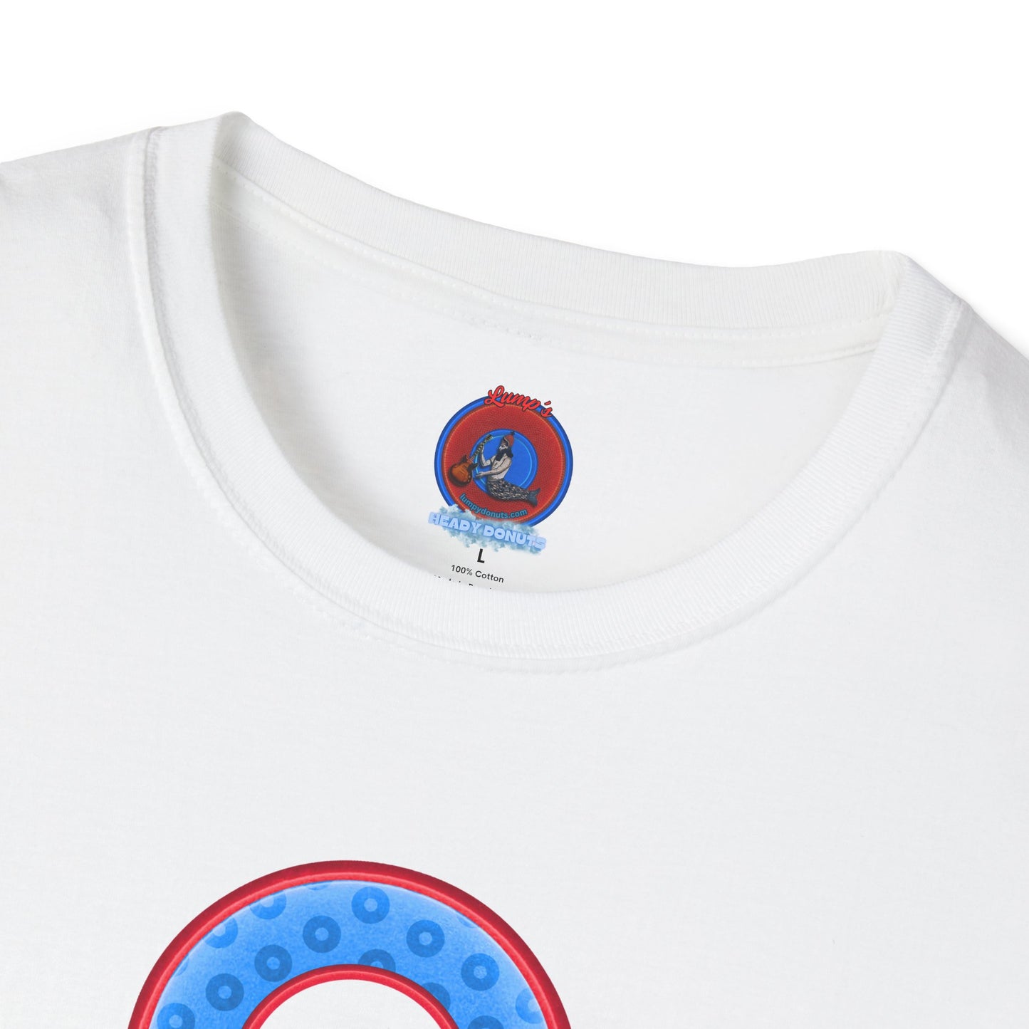 Plain Donuts/Unisex Soft-Style - "Plain Wide Mouthed Paradoxical Donuts" - light blue/red donuts