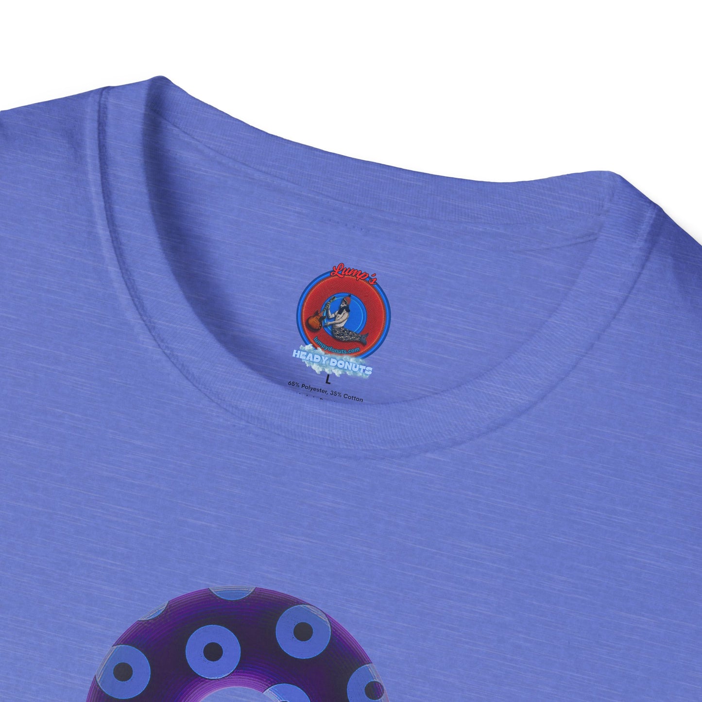 Plain Donuts/Unisex Soft-Style - "Plain Blimpy Paradoxical Donuts" - dark purple/Carolina blue donuts
