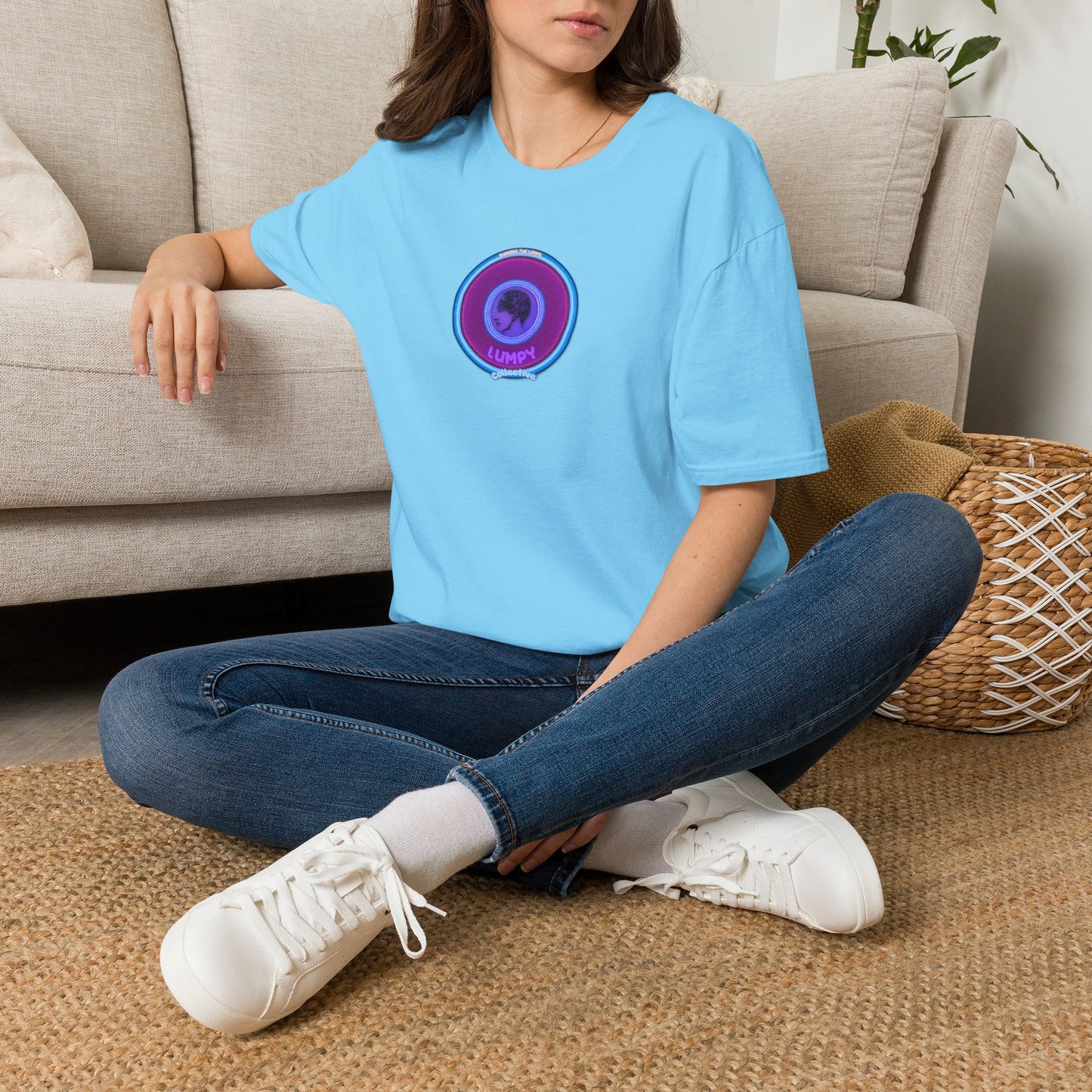 Classic Donut Tee - Unisex Soft-Style - "Lumpy Collective Donut" - rustic purple/light blue lumpy donut - variant 2