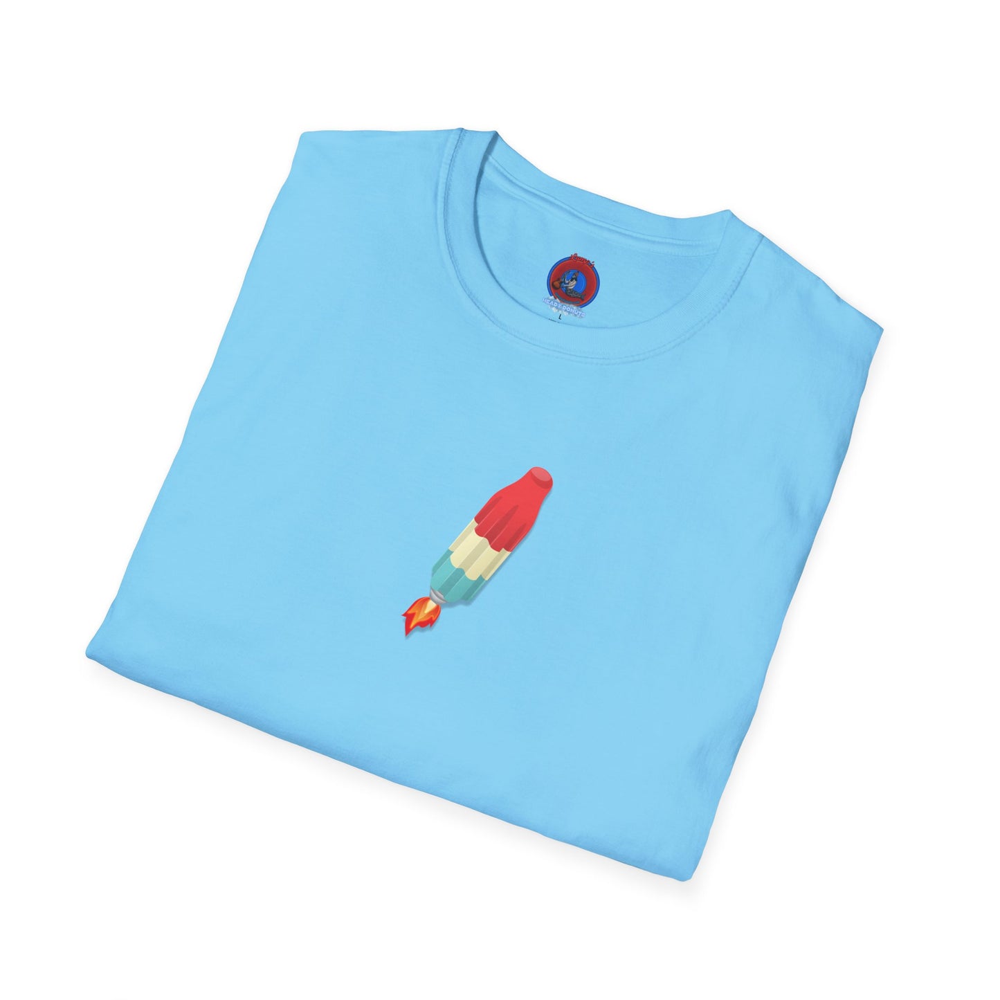 Classic Donut Tee - Unisex Soft-Style - "Blow this Popsicle Stand" - red/blue/cream - bomb pop