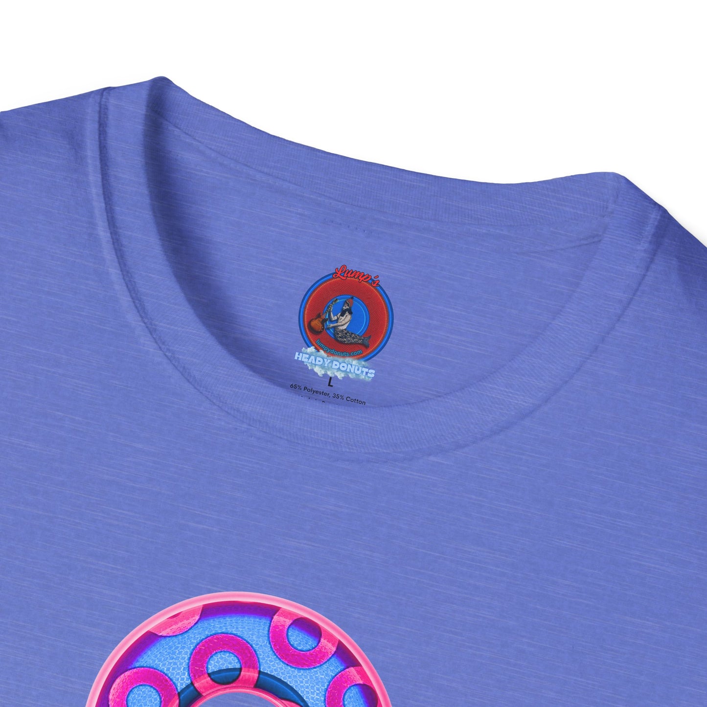 Plain Donuts/Unisex Soft-Style - "Plain Rustic Paradoxical Donuts" - light blue/magenta donuts