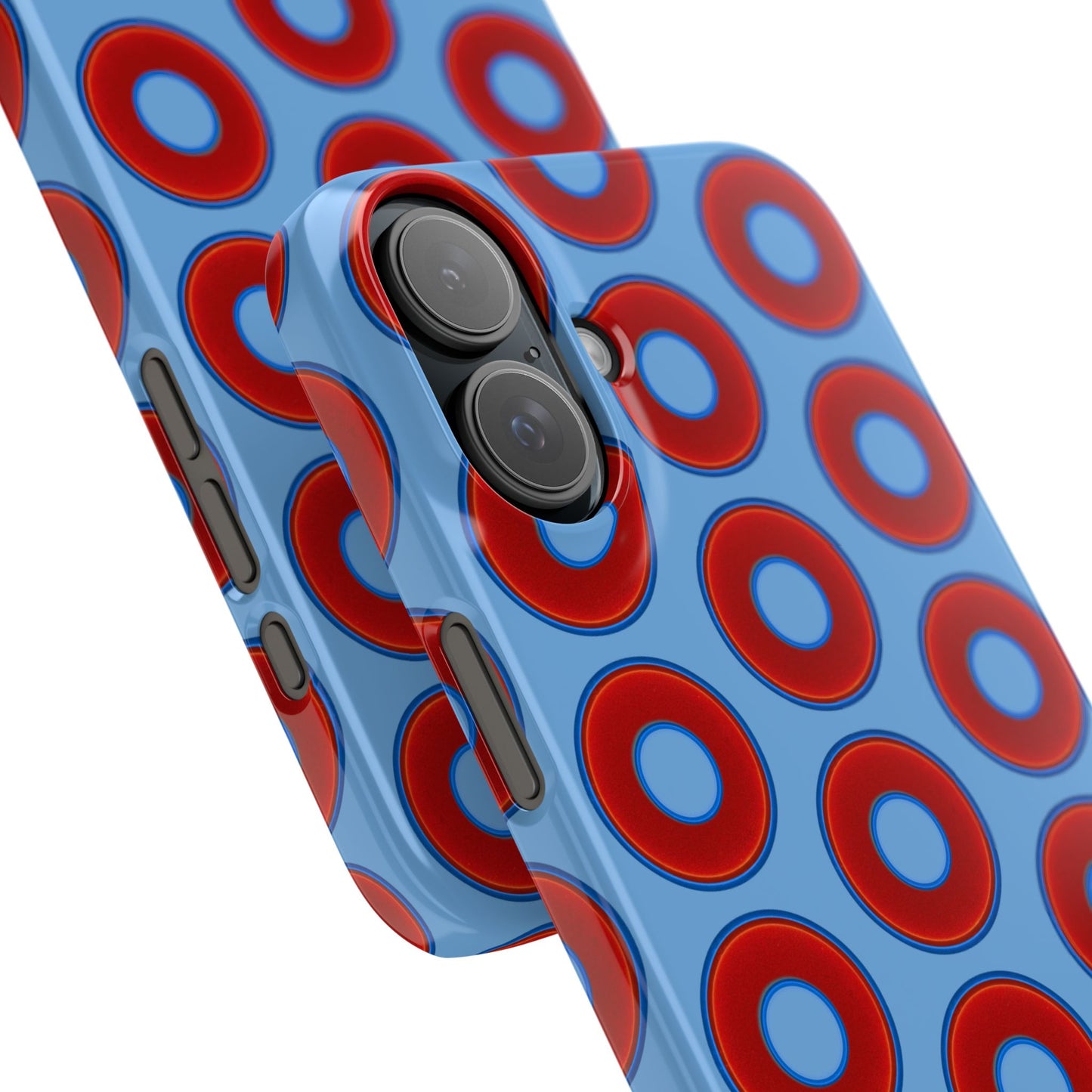 Lumpy Donut Snap Case - red vivid donut print w/light blue background