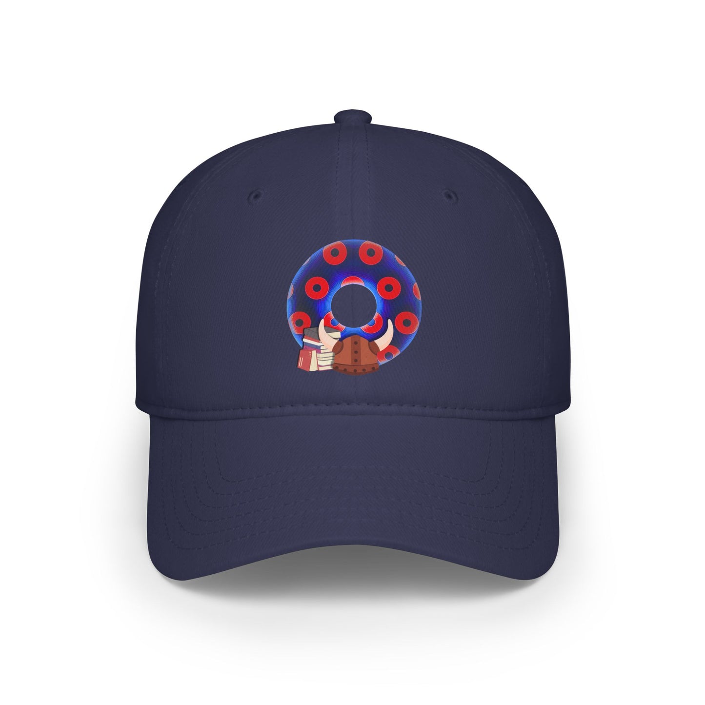 Lumpy Donut Baseball Cap - "El Fuego Donut Cap" - paradoxical dark blue/red blimpy donut w/