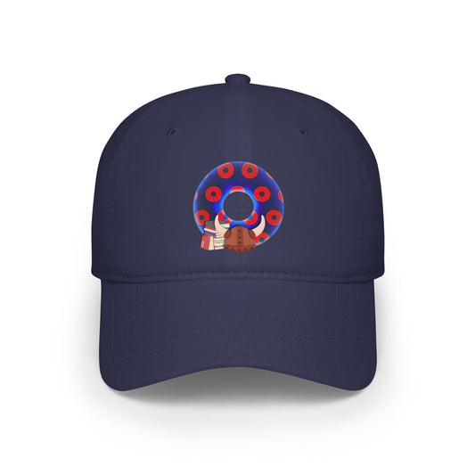 Lumpy Donut Baseball Cap - "El Fuego Donut Cap" - paradoxical dark blue/red blimpy donut w/