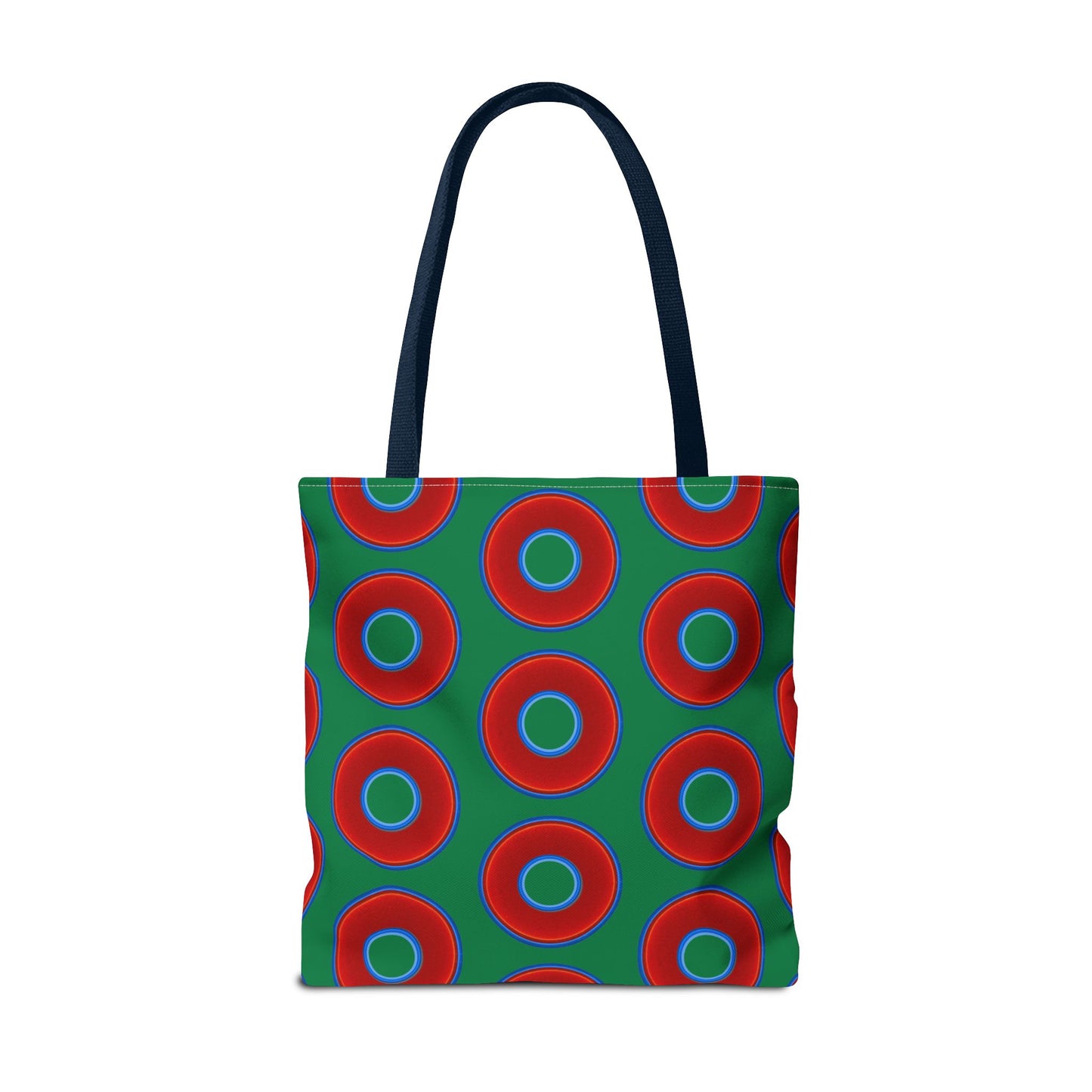 Lumpy Beach/Tote Bag - red vivid donuts w/green background
