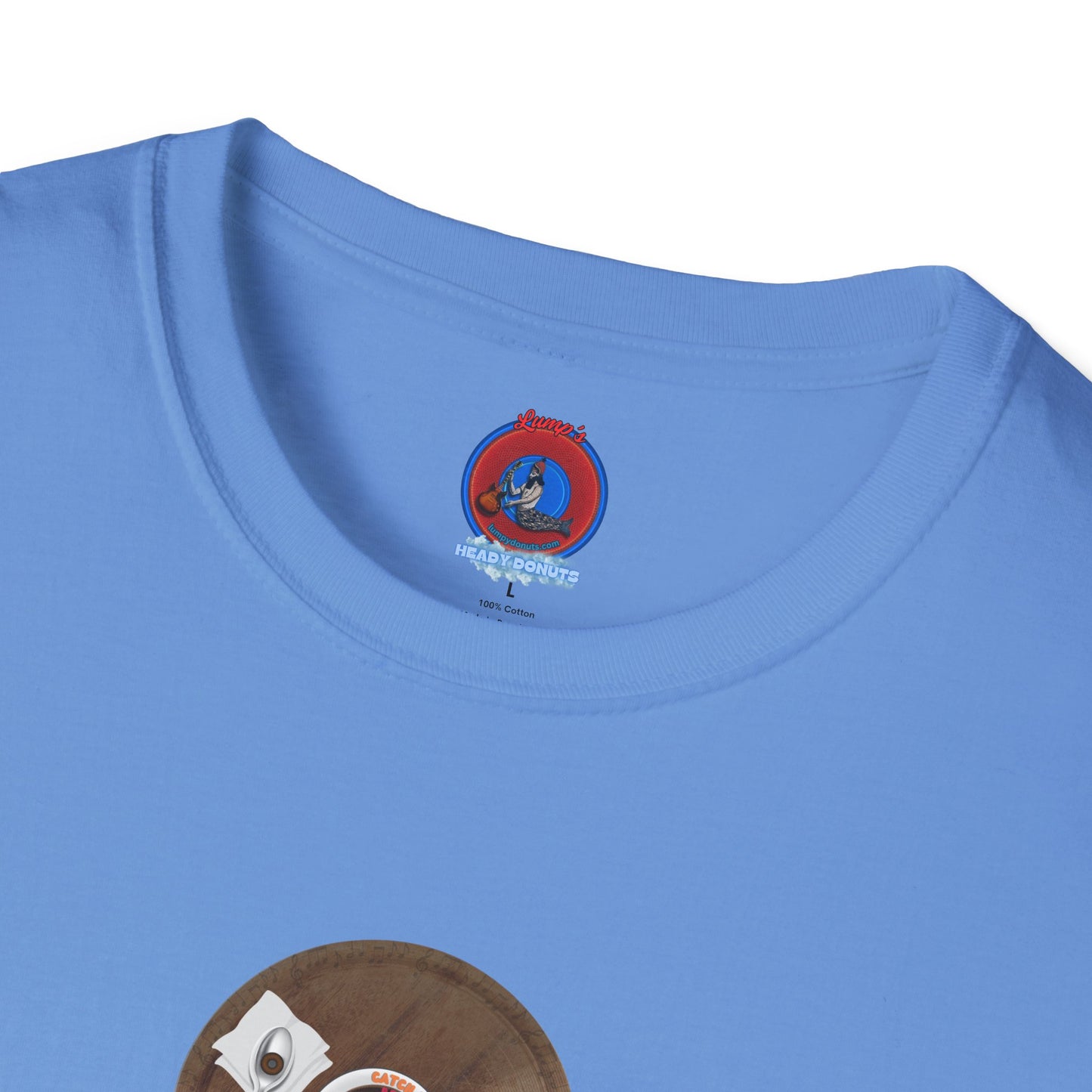 Coffee Traders Tee - Unisex Soft-Style - "Columbia House CDs " - paradoxical donut - variant 1 - coffee front/logo back