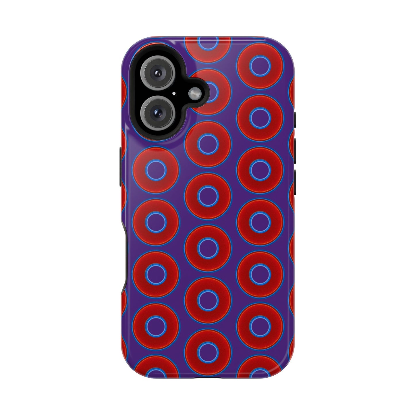 Magnetic Tough Donut Case - red vivid donut print w/purple background