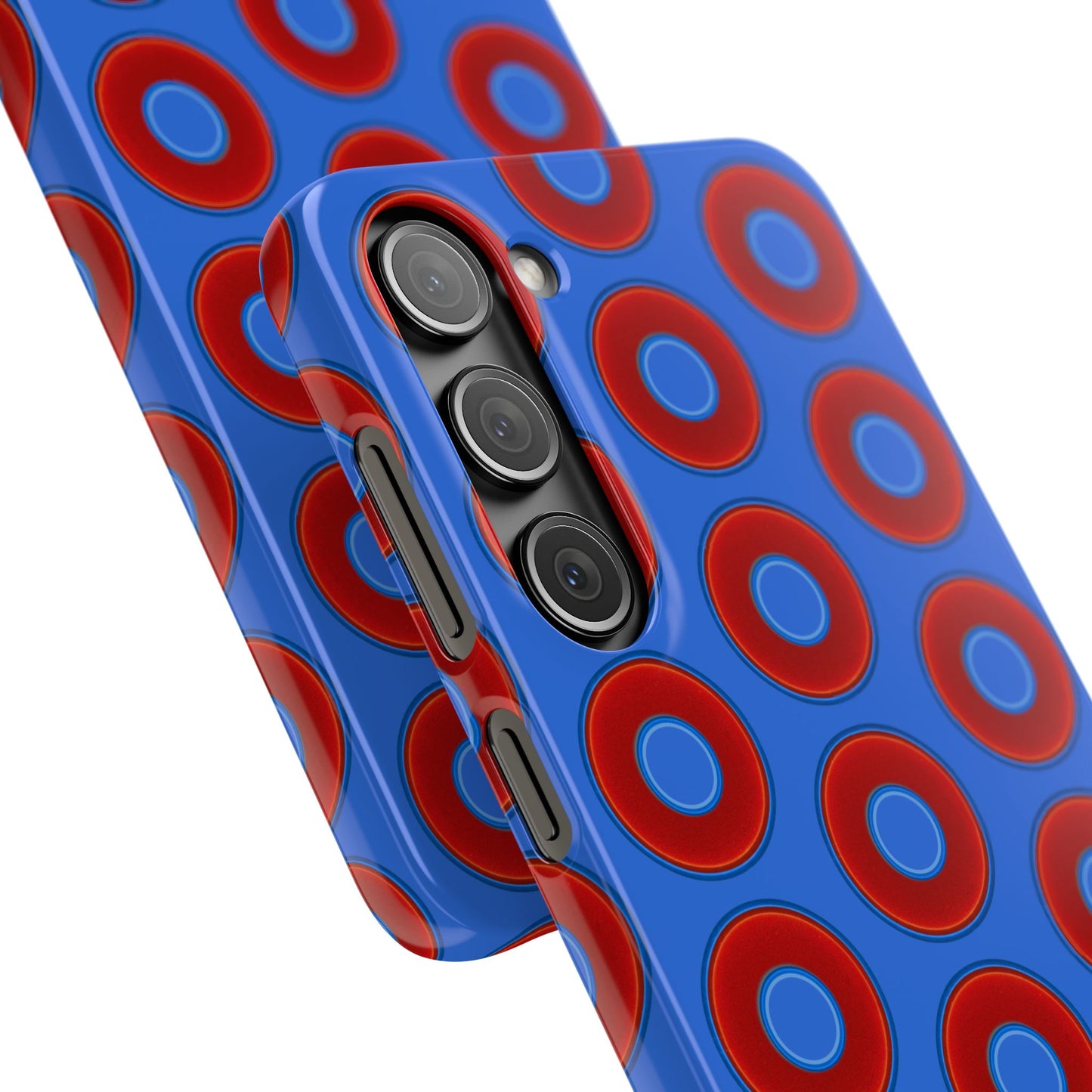 Lumpy Donut Snap Case - red vivid donut print w/medium royal blue background