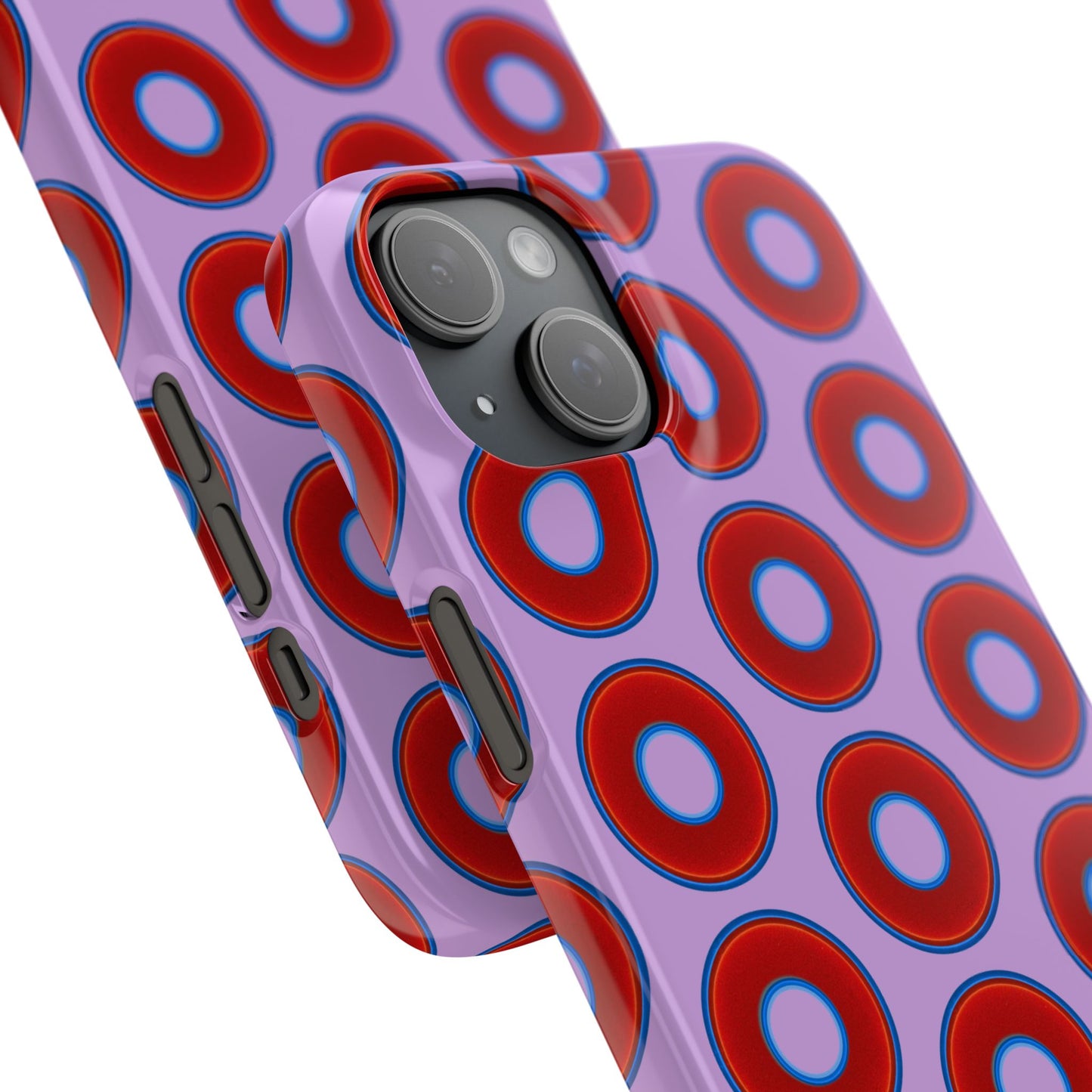Lumpy Donut Snap Case - red vivid donut print w/wisteria purple background