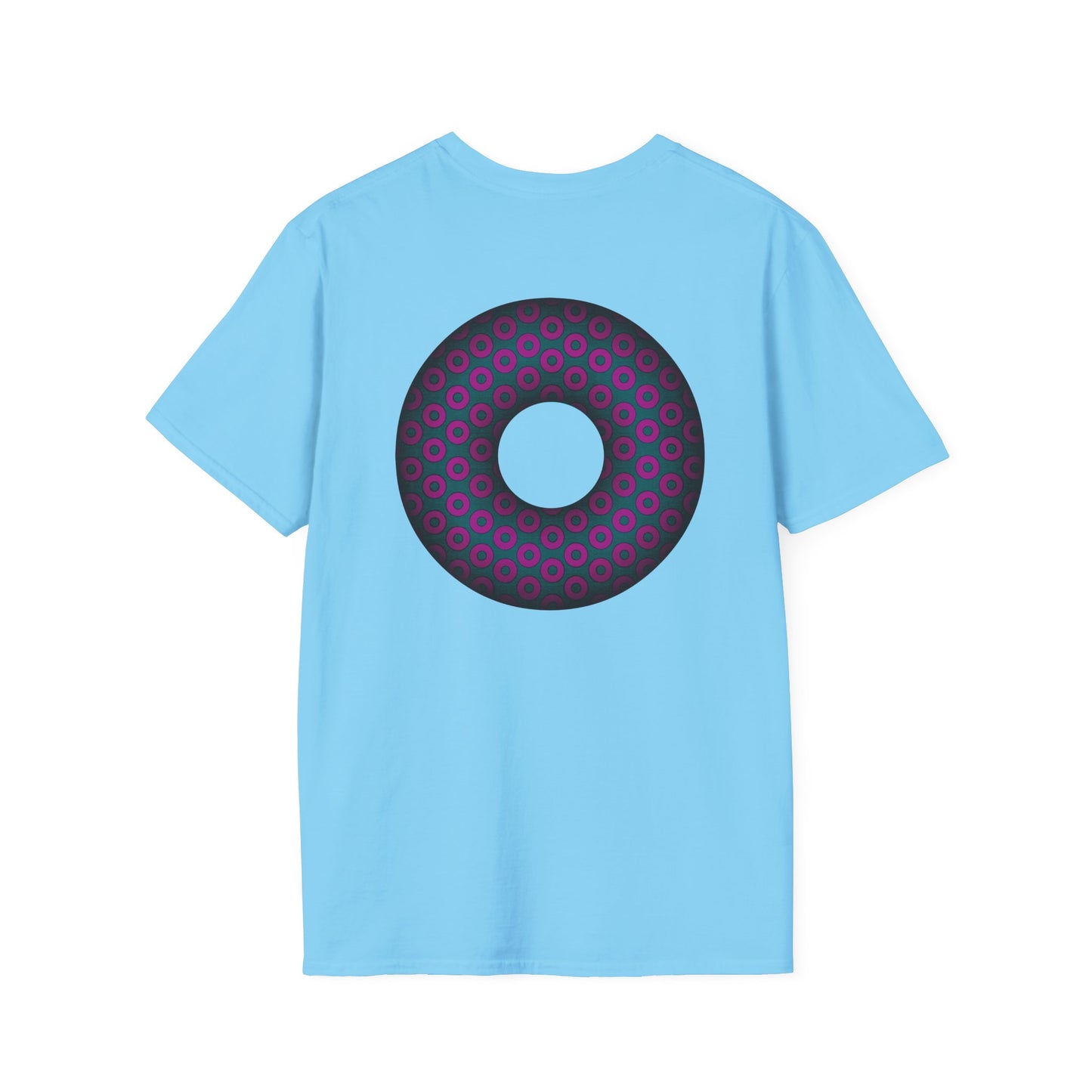 Plain Donuts/Unisex Soft-Style - "Plain Paradoxical Grided Donuts" - dark magenta/faded navy donuts