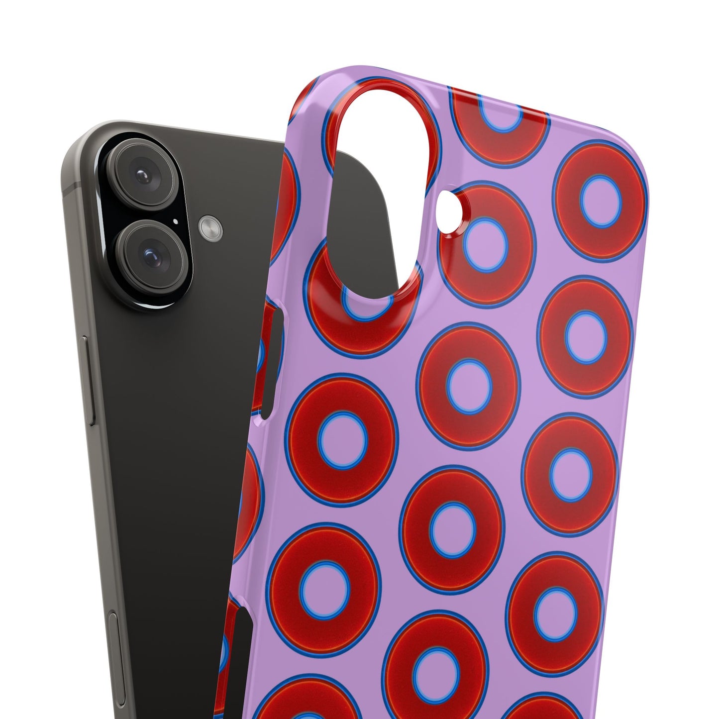 Lumpy Donut Snap Case - red vivid donut print w/wisteria purple background