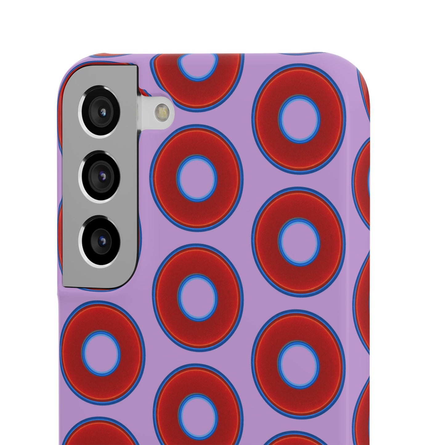 Lumpy Donut Snap Case - red vivid donut print w/wisteria purple background
