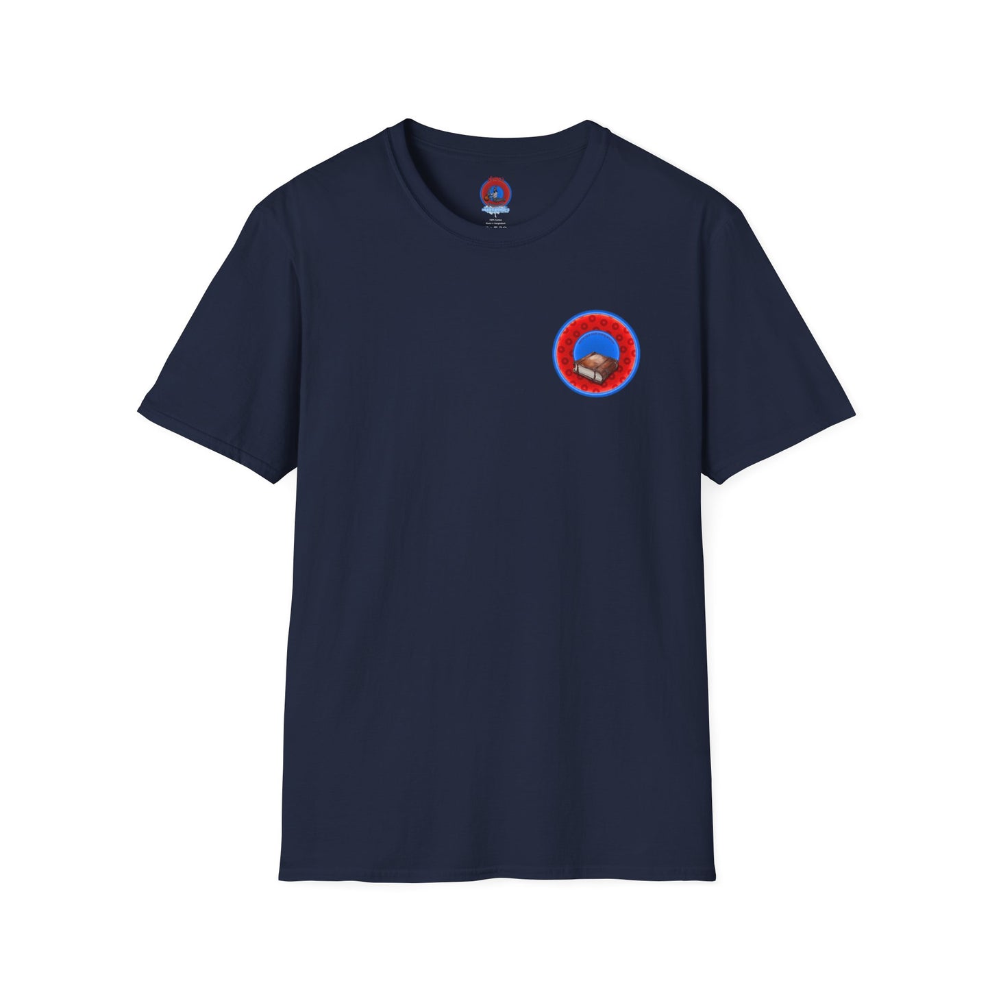 Classic Donut Tee - Unisex Soft-Style - "Read the F'ing Donut Book" - paradoxical widemouthed red/blue donut