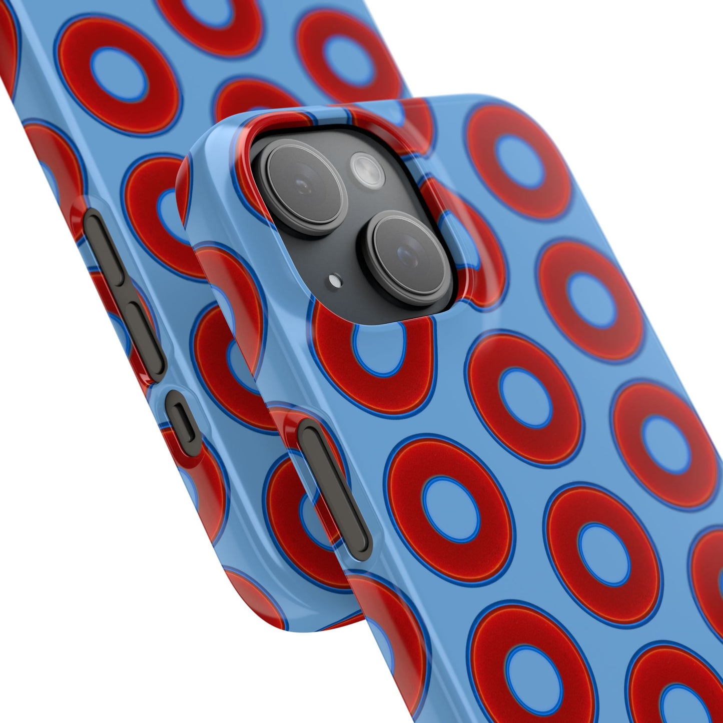Lumpy Donut Snap Case - red vivid donut print w/light blue background
