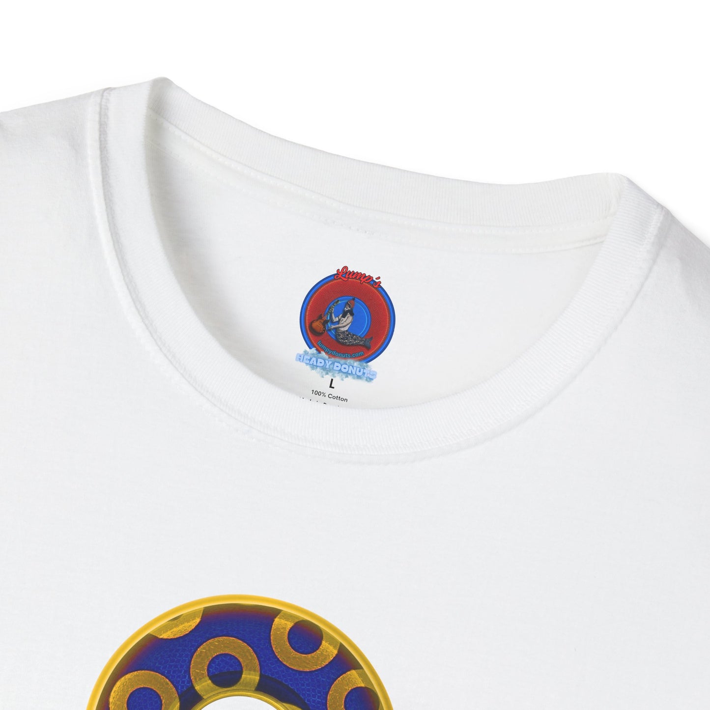 Plain Donuts/Unisex Soft-Style - "Plain Rustic Paradoxical Donuts" - yellow/dark blue donuts