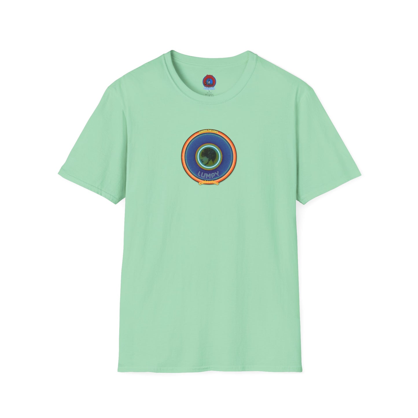 Classic Donut Tee - Unisex Soft-Style - "Lumpy Collective Donut" - blue/orange lumpy donut - variant 4