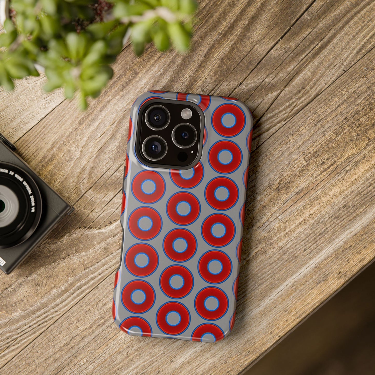 Magnetic Tough Donut Case - red vivid donut print w/gray background