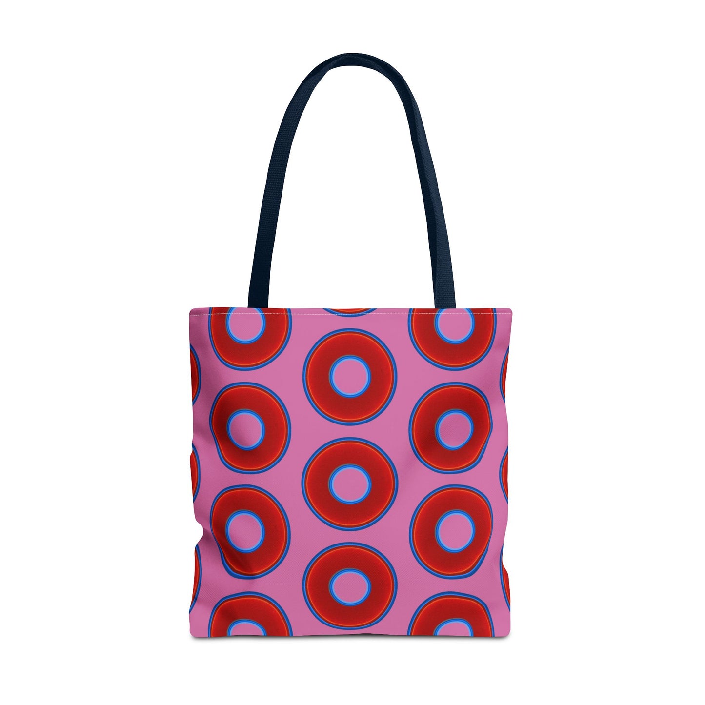 Lumpy Beach/Tote Bag - red vivid donuts w/light pink background