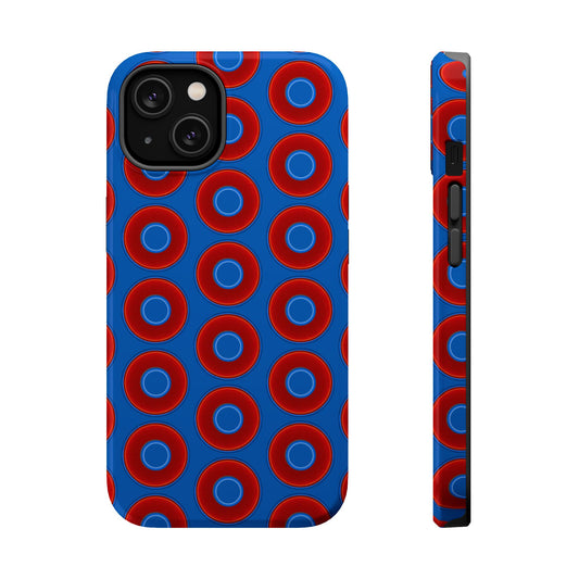 Magnetic Tough Donut Case - red vivid donut print w/dark royal blue background