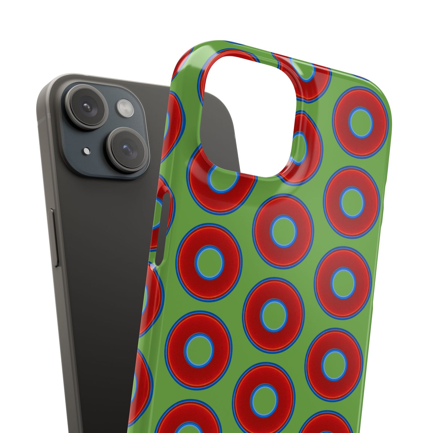 <Lumpy Donut Snap Case - red vivid donut print w/light green background