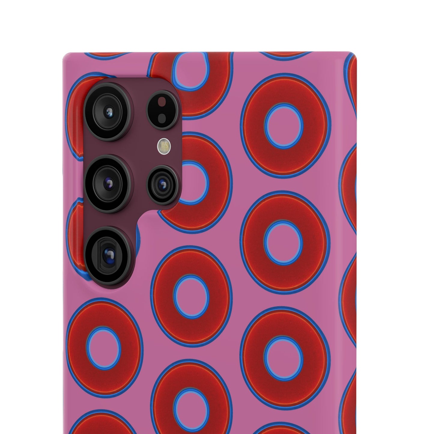 Lumpy Donut Snap Case - red vivid donut print w/light pink background