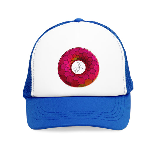 Lumpy Trucker Hat - "Albert Hofman's Donut" - variant 3 - magenta hexadonut